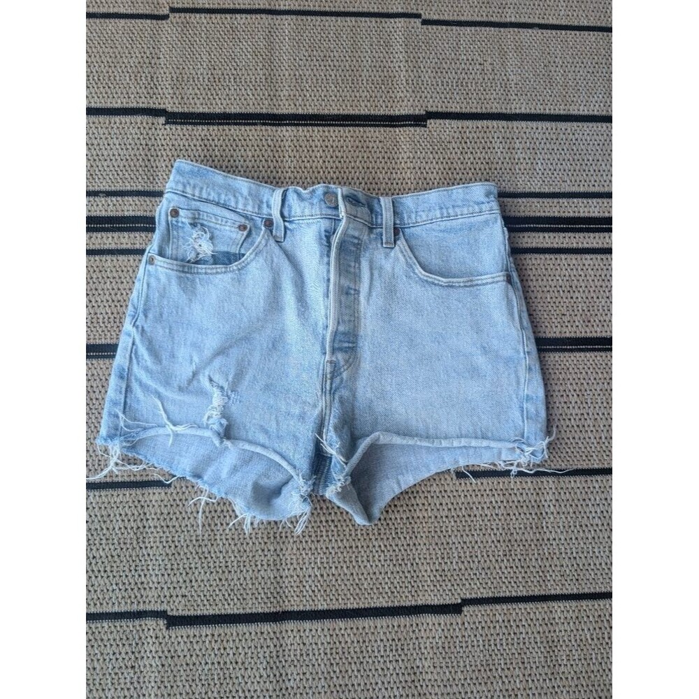 Levi's 501 Cutoff Denim Shorts Light Wash Button Fly Distressed High Rise W31